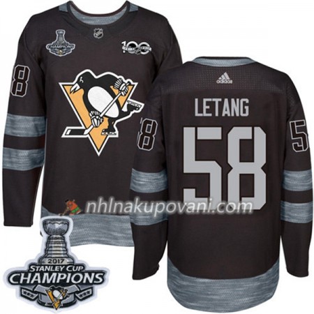 Pittsburgh Penguins Dresy Kris Letang 58 1917-2017 100th Anniversary Adidas Černá 2017 Stanley Cup Champions Authentic - Pánské